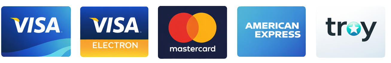 Kabul edilen ödeme yöntemleri: Visa, MasterCard, American Express, Troy